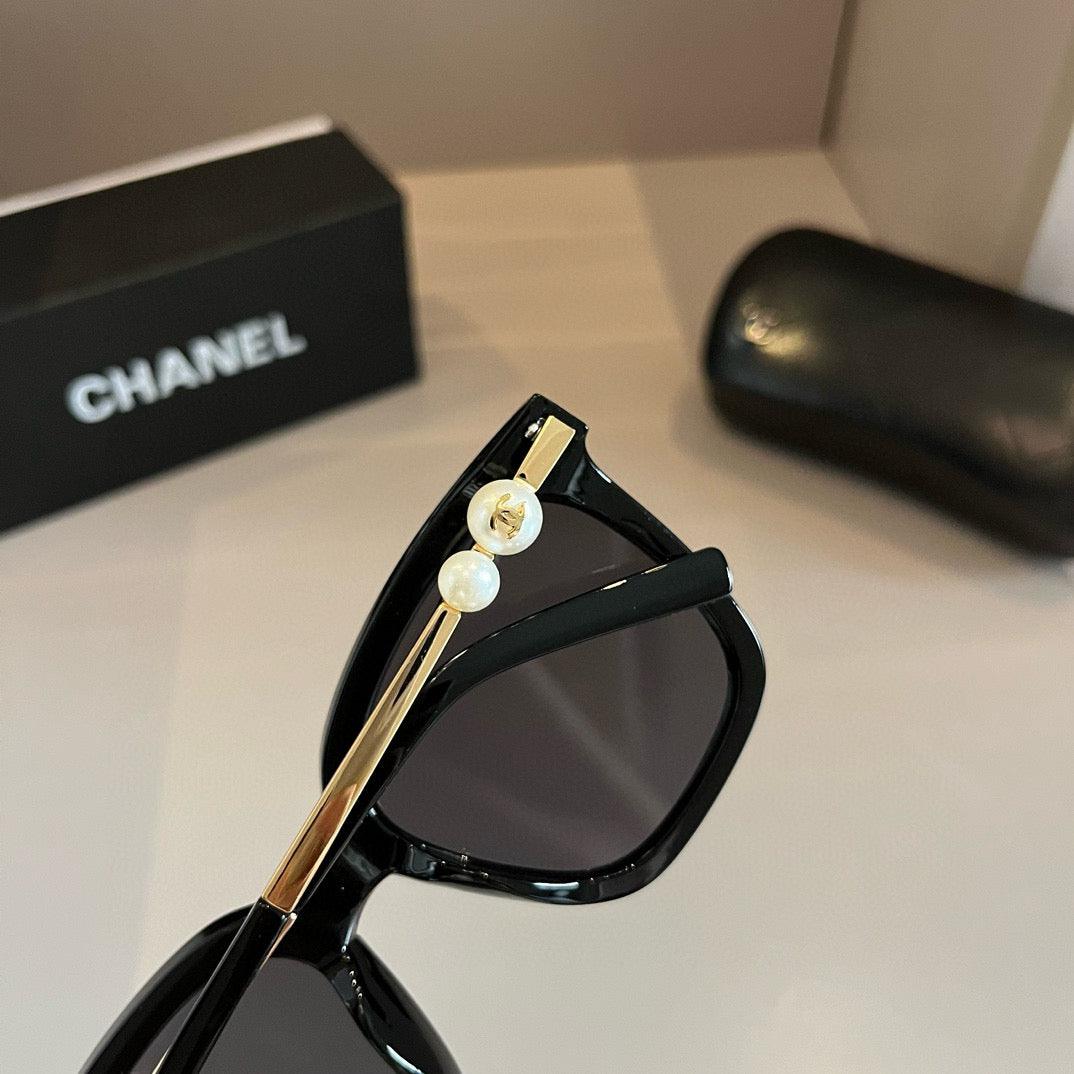 Chanel Black & Gold Pearl Sunglasses