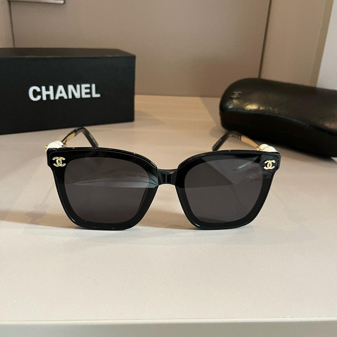 Chanel Black & Gold Pearl Sunglasses