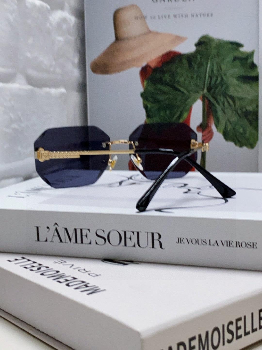 Cartier Première C Décor Rimless Blue Sunglasses