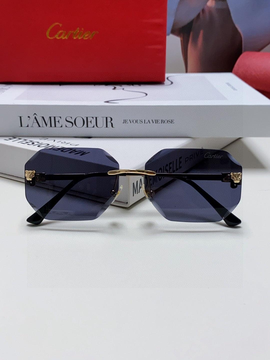 Cartier Première C Décor Rimless Blue Sunglasses