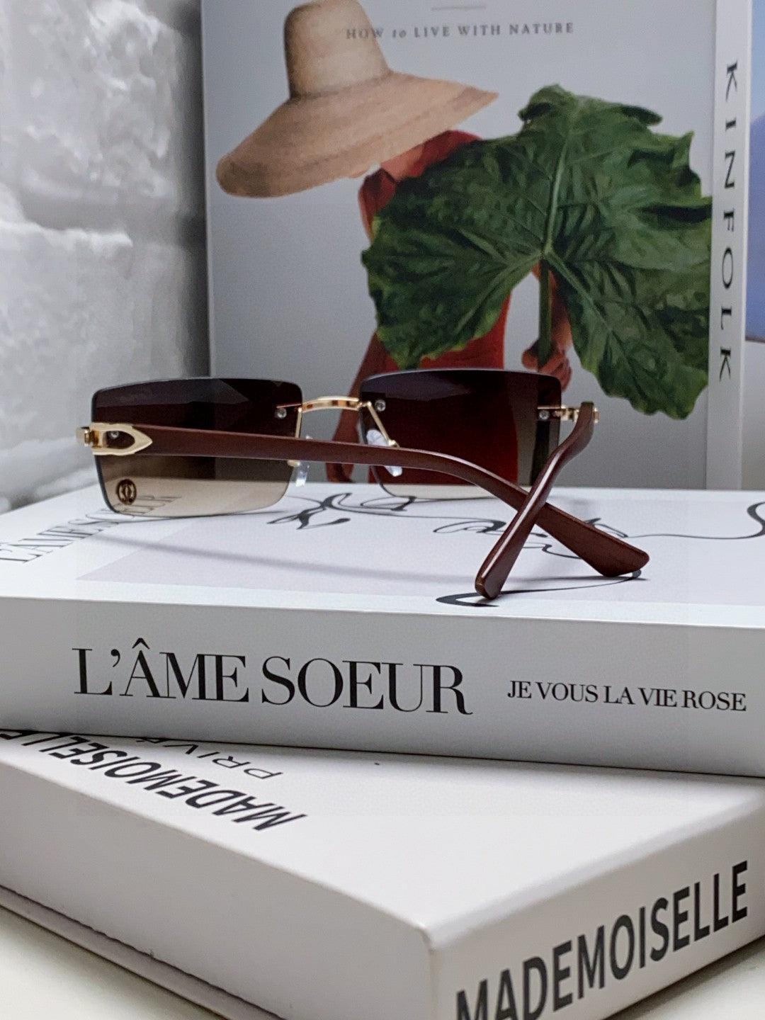 Cartier Signature S Rimless Brown Sunglasses