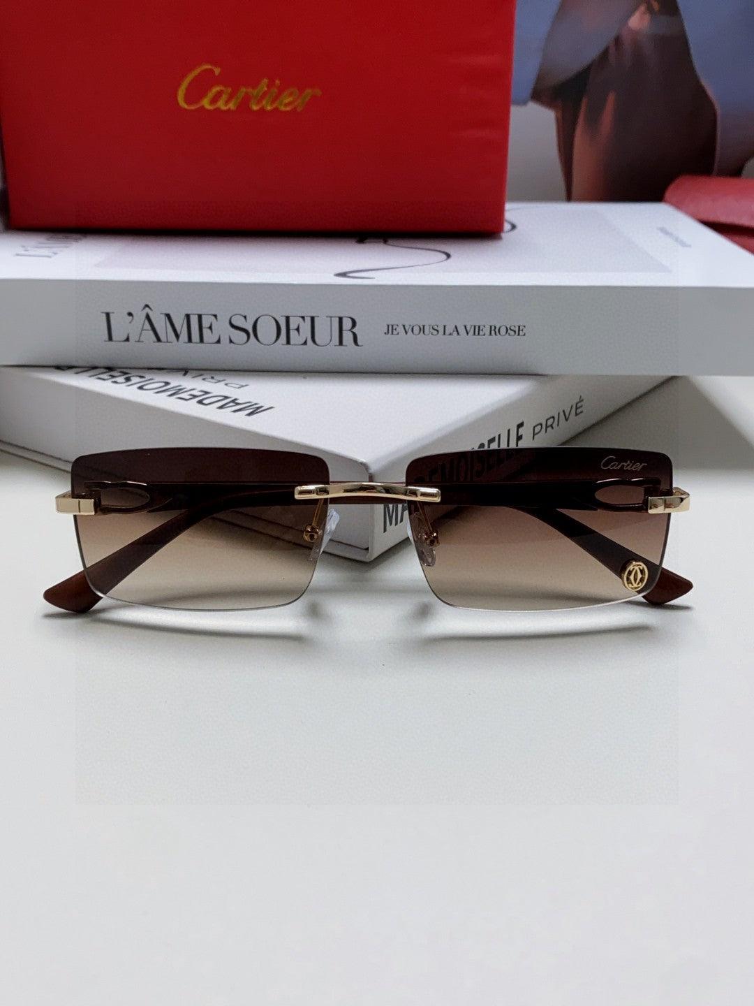 Cartier Signature S Rimless Brown Sunglasses